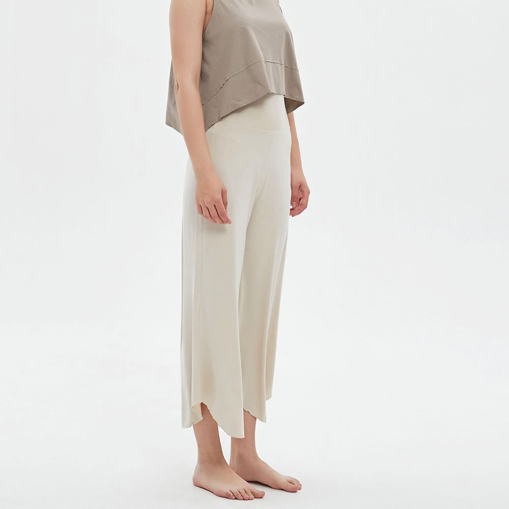 Pantalon de yoga ample et évasé taille haute couleur unie Olivenorma - Blanc cassé - L - image 1