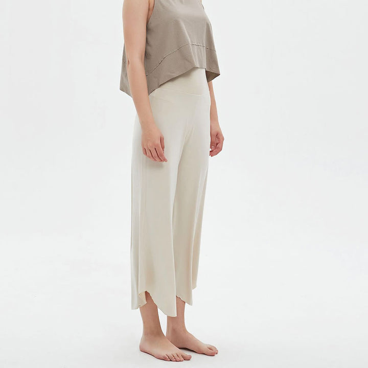 Pantalon de yoga ample et évasé taille haute couleur unie Olivenorma - Blanc cassé - L - image 1