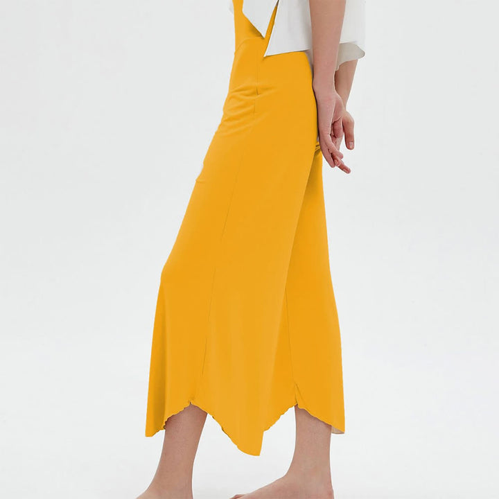 Pantalon de yoga ample et évasé taille haute couleur unie Olivenorma - Jaune - L - image 14