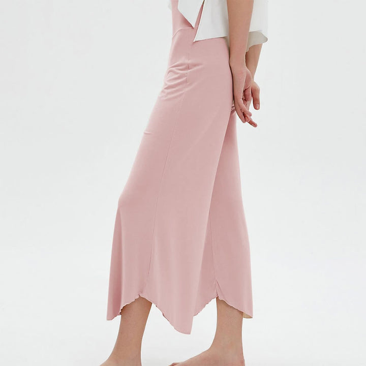 Pantalon de yoga ample et évasé taille haute couleur unie Olivenorma - Rose - L - image 11