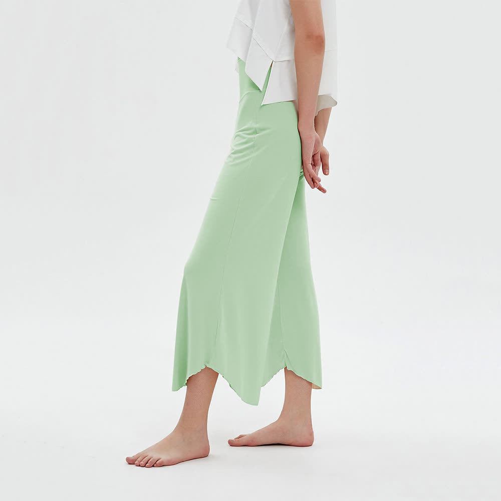 Pantalon de yoga ample et évasé taille haute couleur unie Olivenorma - Vert - L - image 13