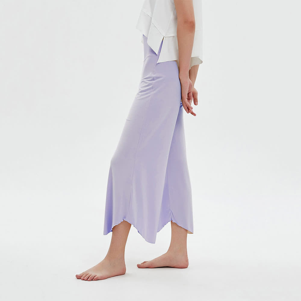 Pantalon de yoga ample et évasé taille haute couleur unie Olivenorma - Violet - L - image 14