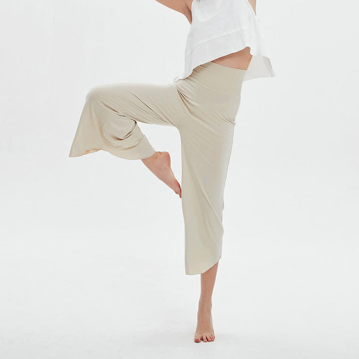Pantalon de yoga ample et évasé taille haute couleur unie Olivenorma - image 6