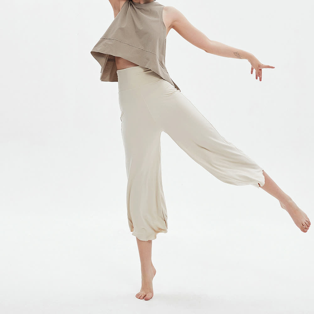 Pantalon de yoga ample et évasé taille haute couleur unie Olivenorma - image 3