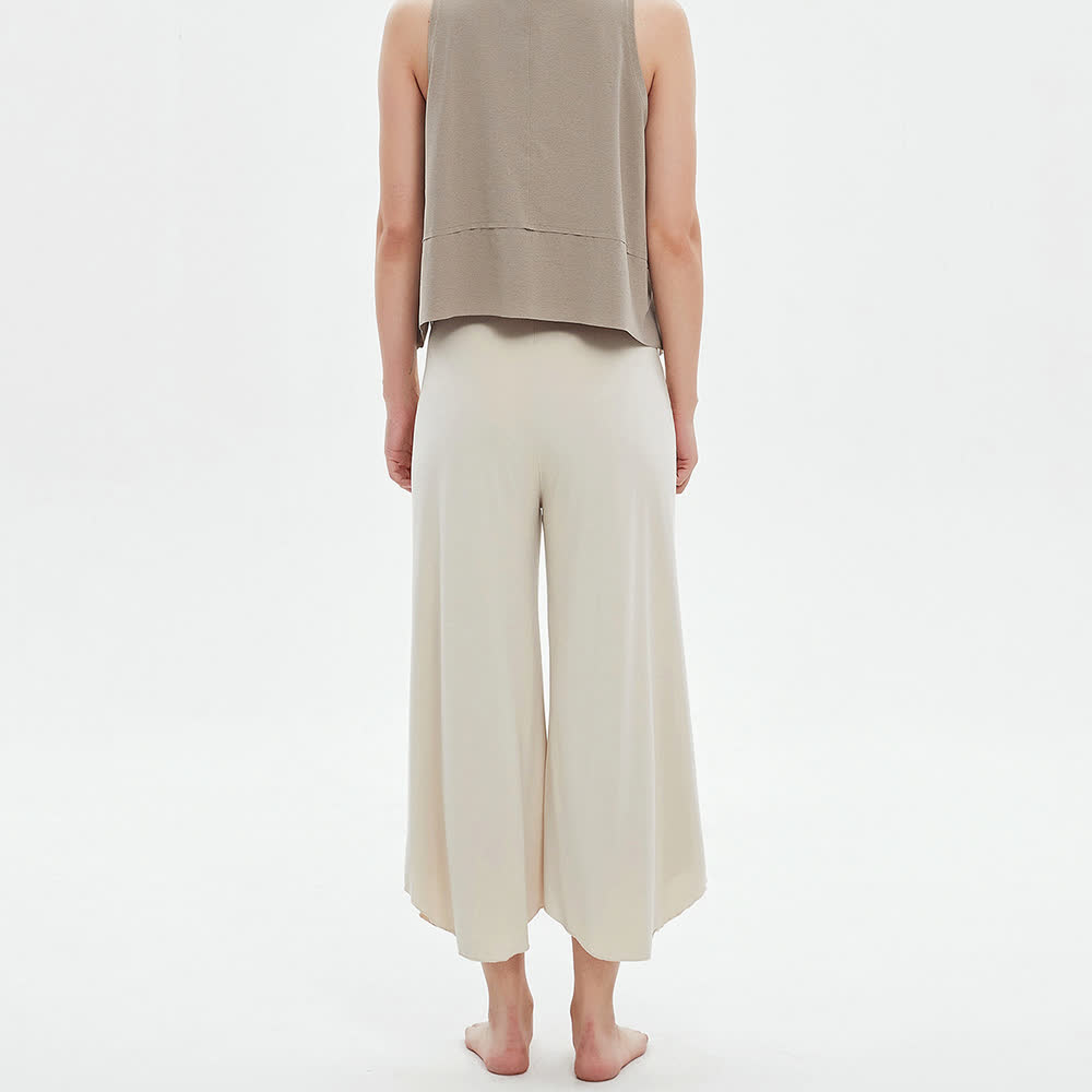 Pantalon de yoga ample et évasé taille haute couleur unie Olivenorma - image 1