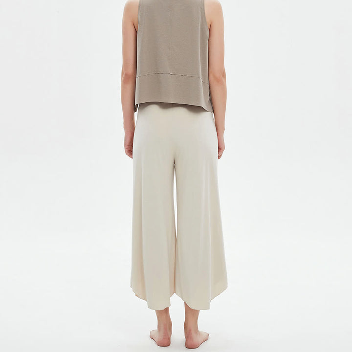 Pantalon de yoga ample et évasé taille haute couleur unie Olivenorma - image 1