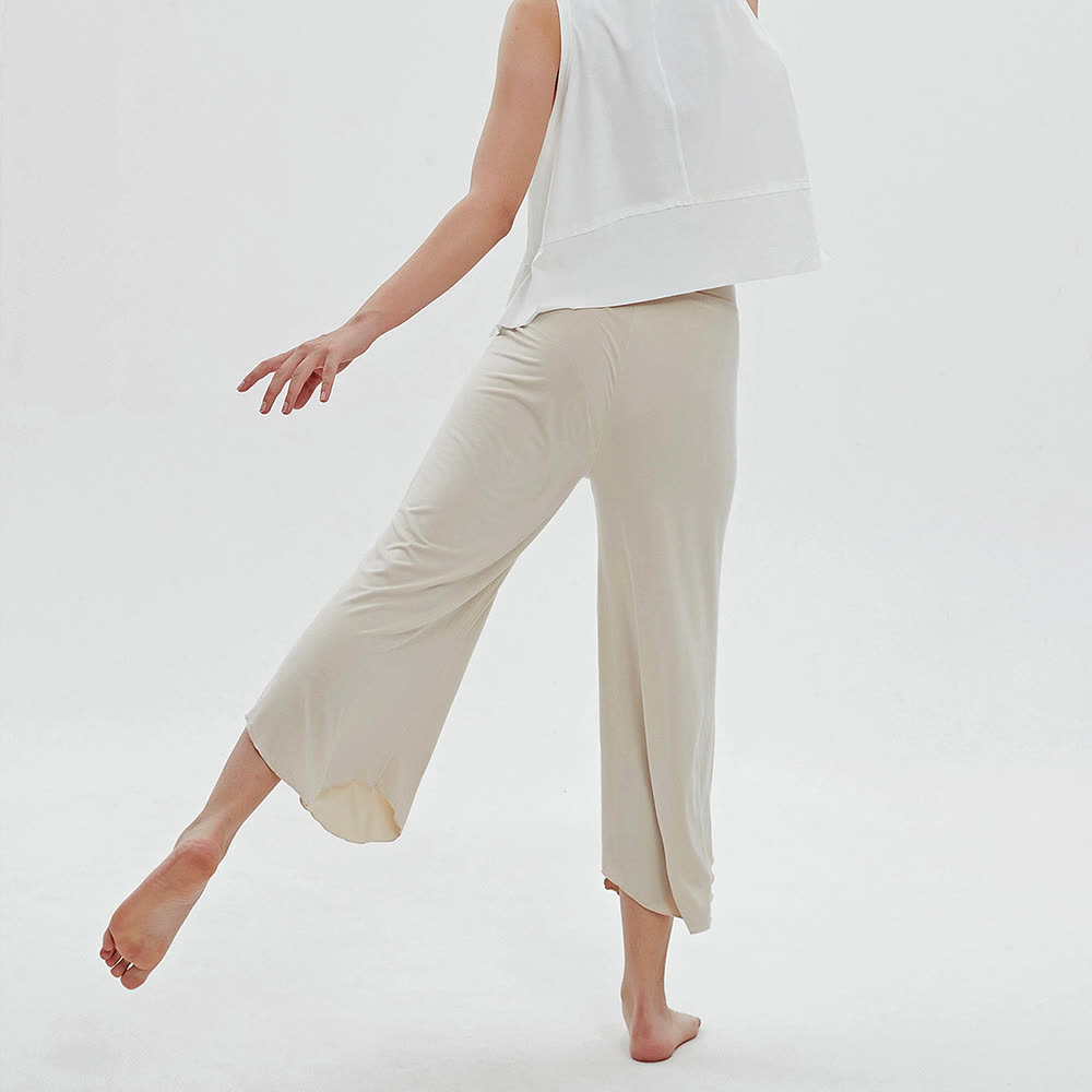 Pantalon de yoga ample et évasé taille haute couleur unie Olivenorma - image 8