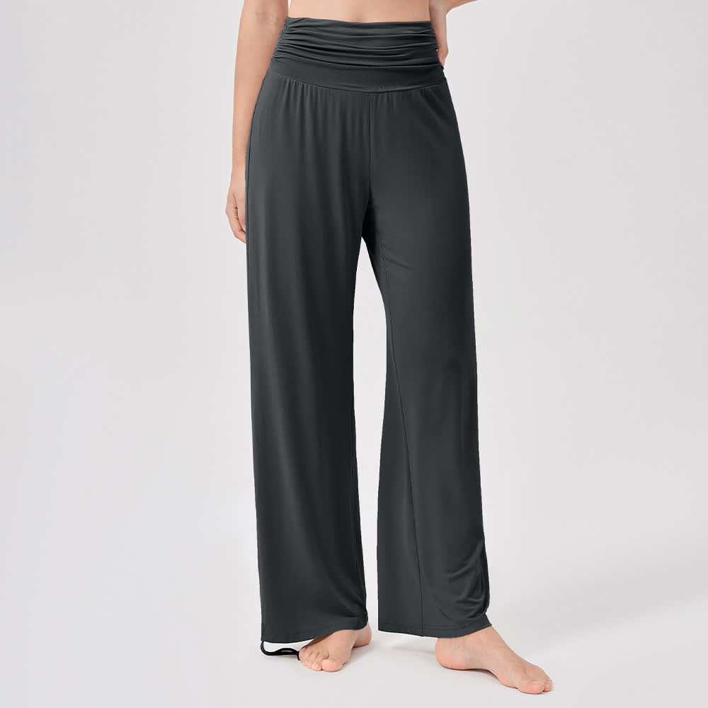 Pantalon de yoga ample taille haute en viscose froncé Olivenorma - image 36