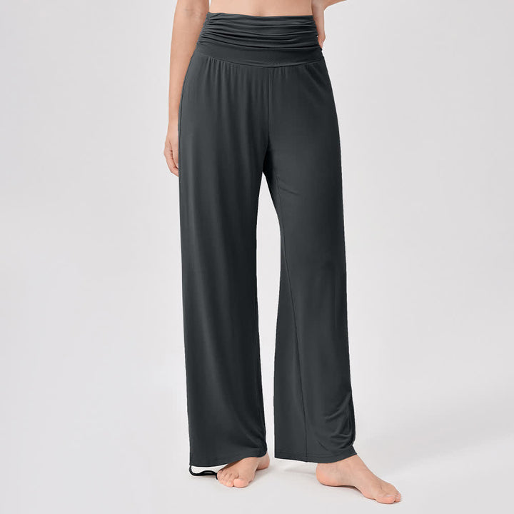 Pantalon de yoga ample taille haute en viscose froncé Olivenorma - image 36