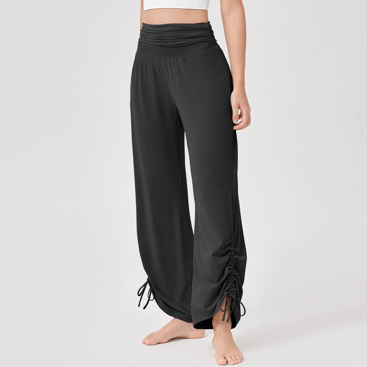 Pantalon de yoga ample taille haute en viscose froncé Olivenorma - Noir - XL - image 27