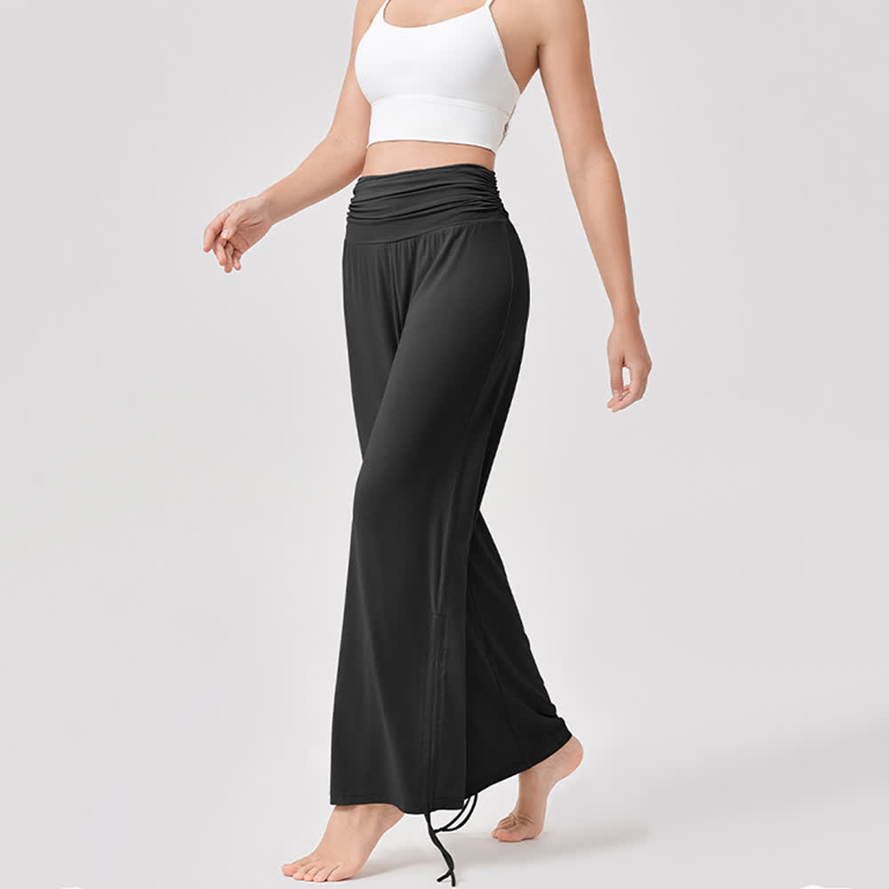 Pantalon de yoga ample taille haute en viscose froncé Olivenorma - image 30