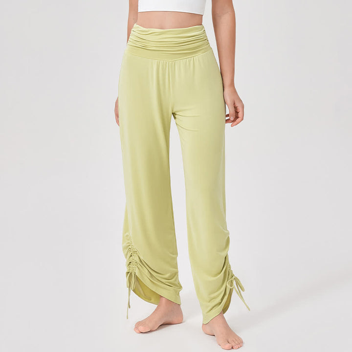 Pantalon de yoga ample taille haute en viscose froncé Olivenorma - Jaune - XL - image 6