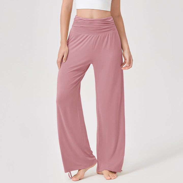 Pantalon de yoga ample taille haute en viscose froncé Olivenorma - image 24