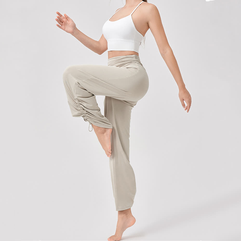 Pantalon de yoga ample taille haute en viscose froncé Olivenorma - image 5
