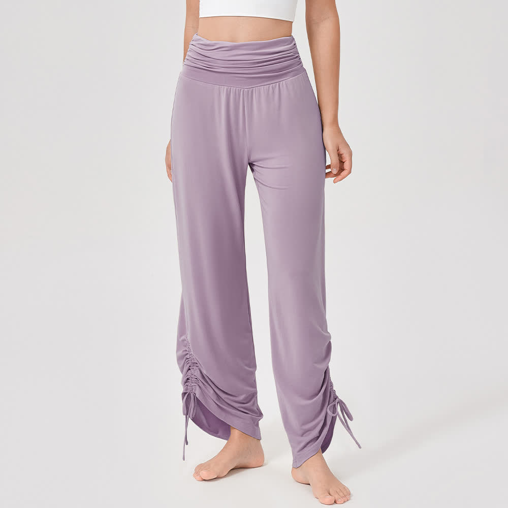 Pantalon de yoga ample taille haute en viscose froncé Olivenorma - Violet - XL - image 16