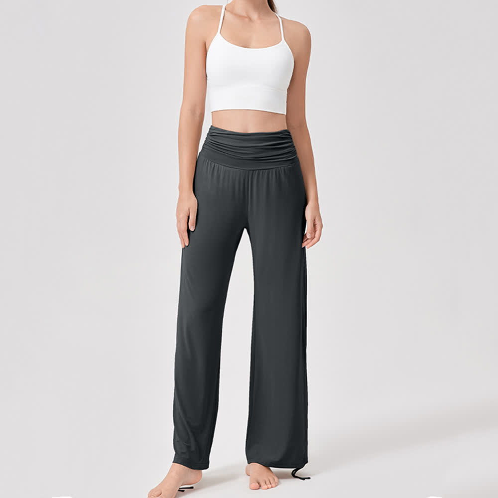 Pantalon de yoga ample taille haute en viscose froncé Olivenorma - image 37