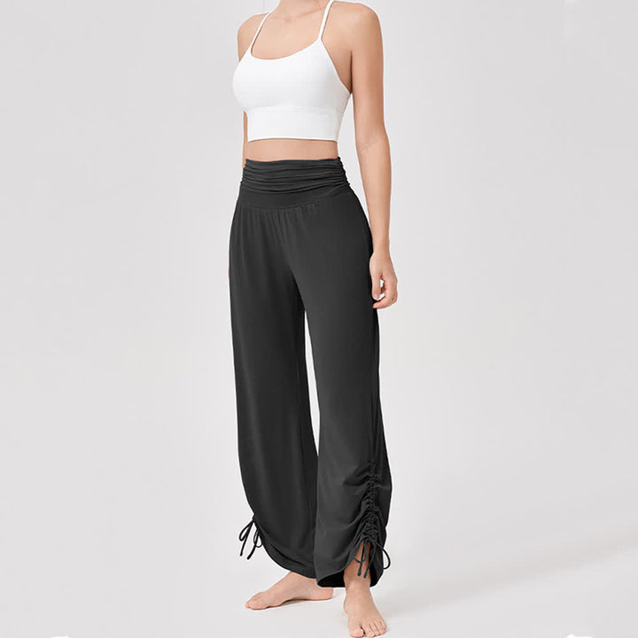 Pantalon de yoga ample taille haute en viscose froncé Olivenorma - image 30