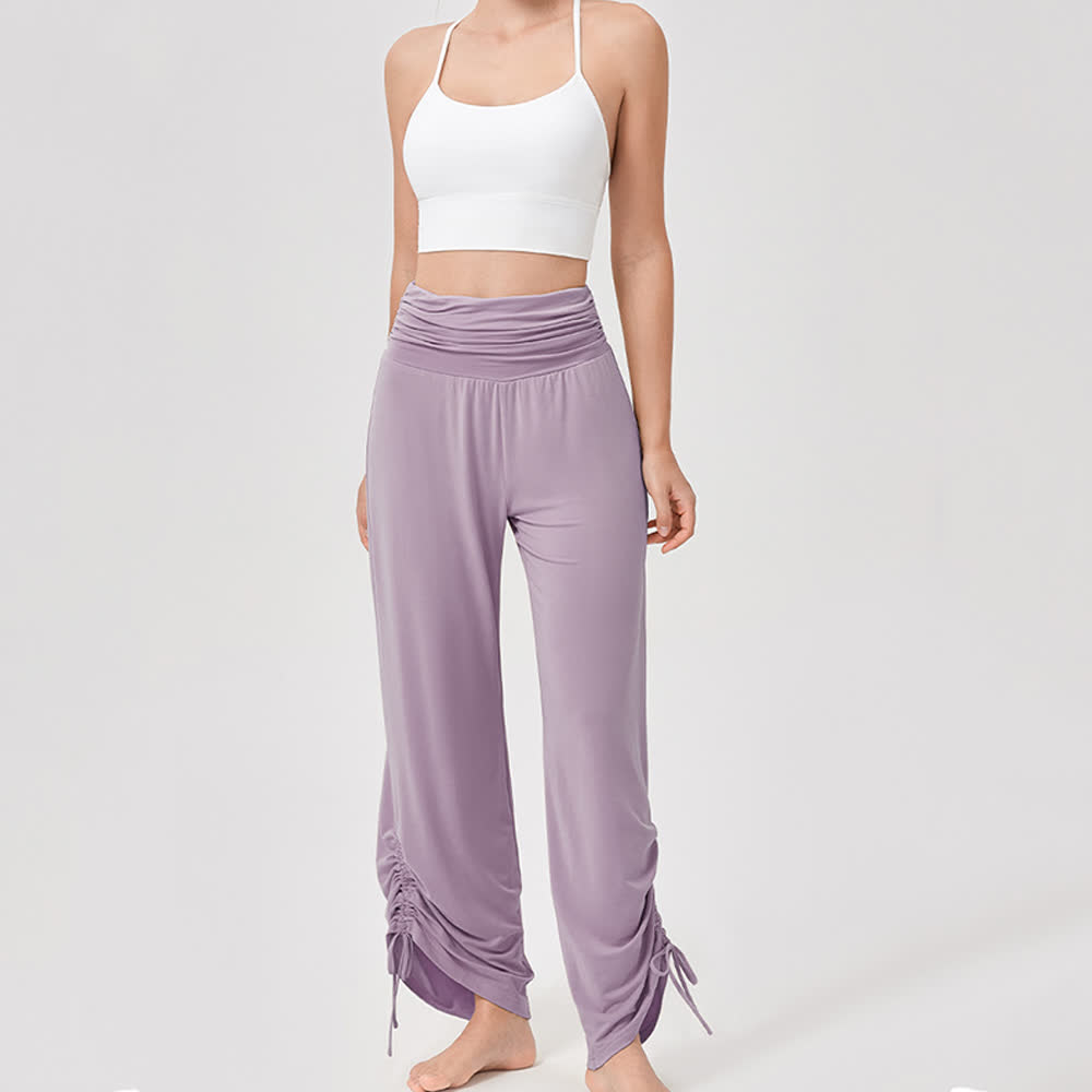 Pantalon de yoga ample taille haute en viscose froncé Olivenorma - image 20