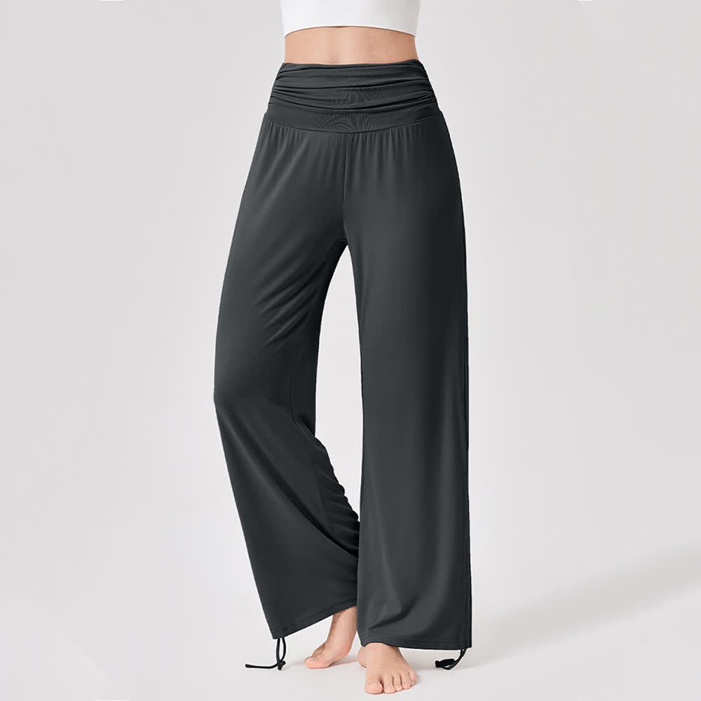 Pantalon de yoga ample taille haute en viscose froncé Olivenorma - Gris - XL - image 33