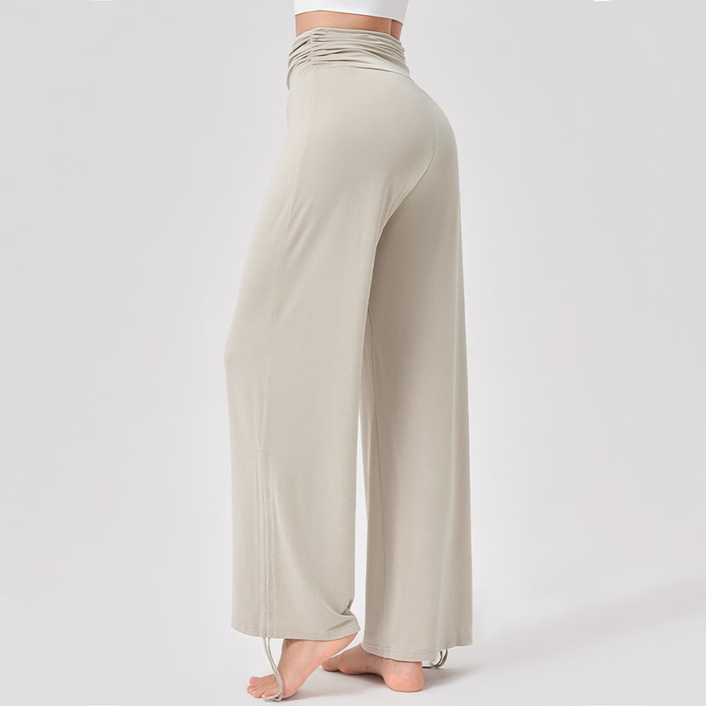 Pantalon de yoga ample taille haute en viscose froncé Olivenorma - image 1