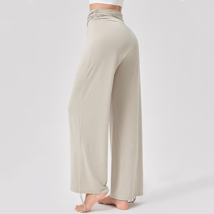 Pantalon de yoga ample taille haute en viscose froncé Olivenorma - image 1