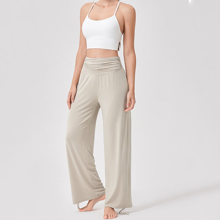 Pantalon de yoga ample taille haute en viscose froncé Olivenorma - image 6