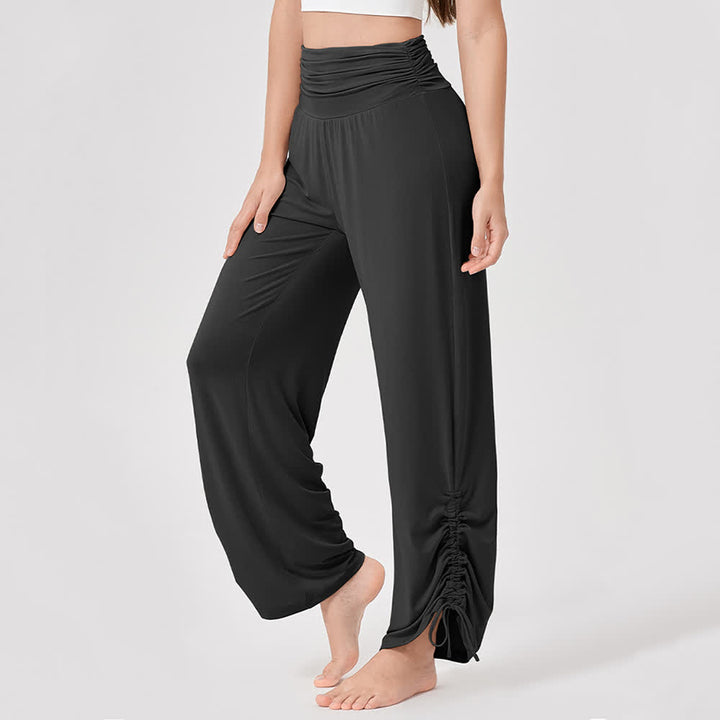 Pantalon de yoga ample taille haute en viscose froncé Olivenorma - image 29