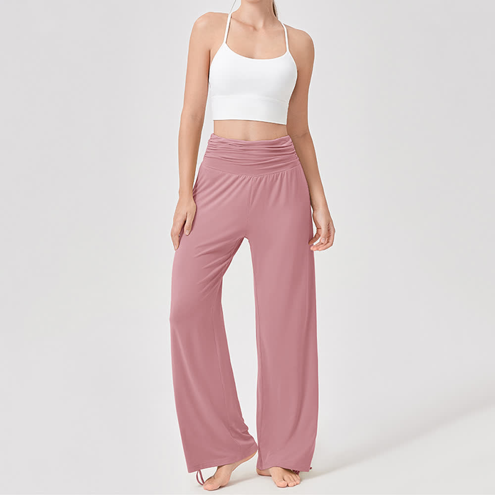 Pantalon de yoga ample taille haute en viscose froncé Olivenorma - image 26