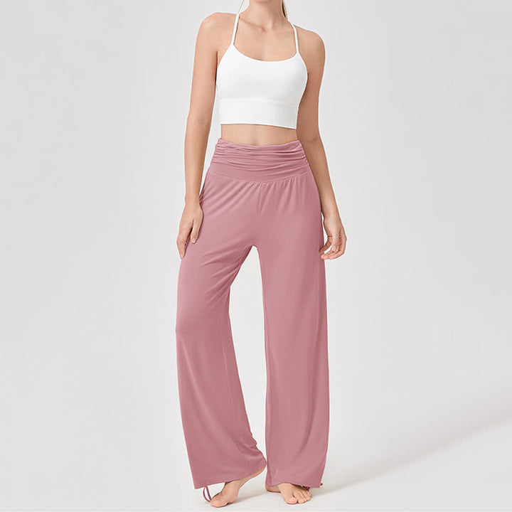 Pantalon de yoga ample taille haute en viscose froncé Olivenorma - image 26