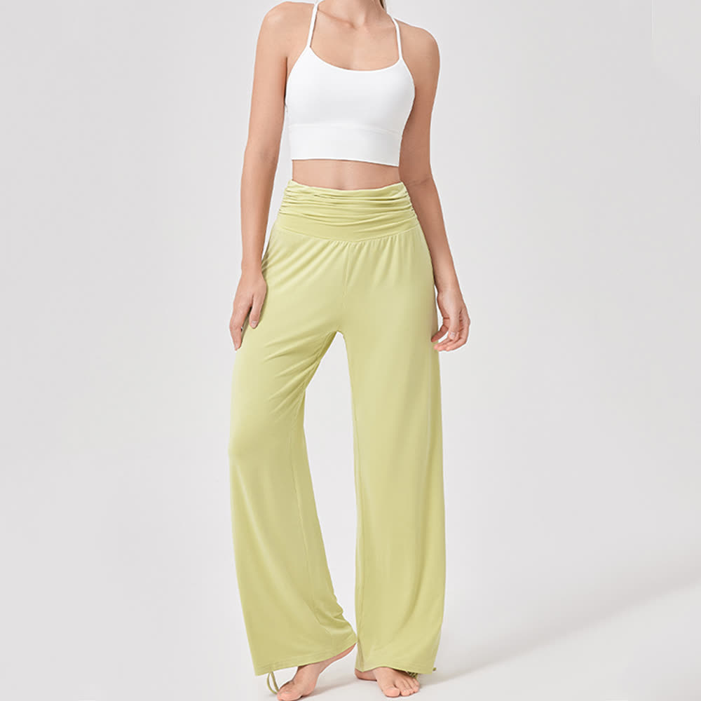 Pantalon de yoga ample taille haute en viscose froncé Olivenorma - image 12
