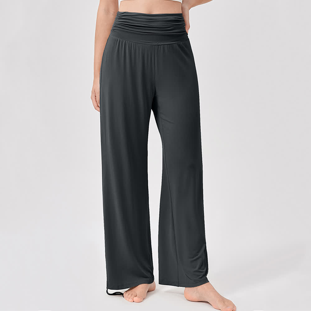 Pantalon de yoga ample taille haute en viscose froncé Olivenorma - image 36