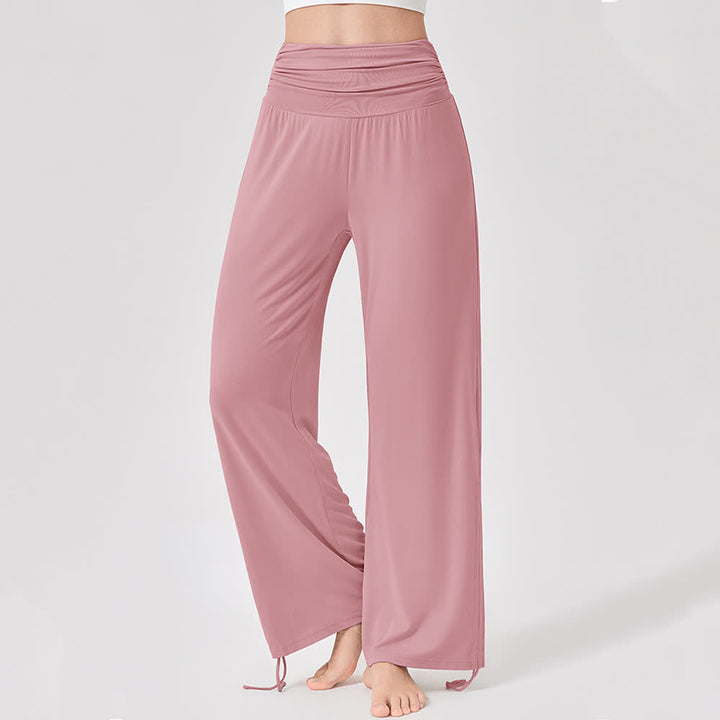 Pantalon de yoga ample taille haute en viscose froncé Olivenorma - Rose - XL - image 22
