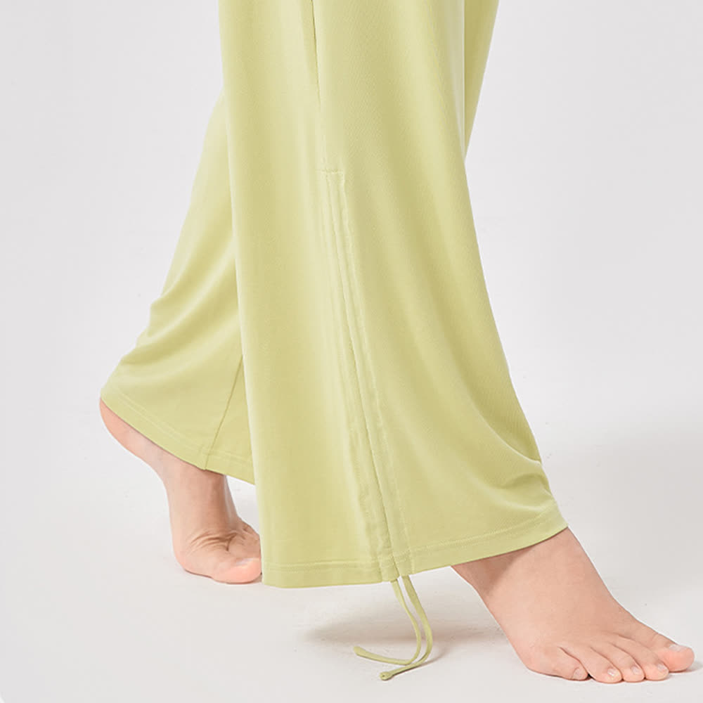 Pantalon de yoga ample taille haute en viscose froncé Olivenorma - image 9
