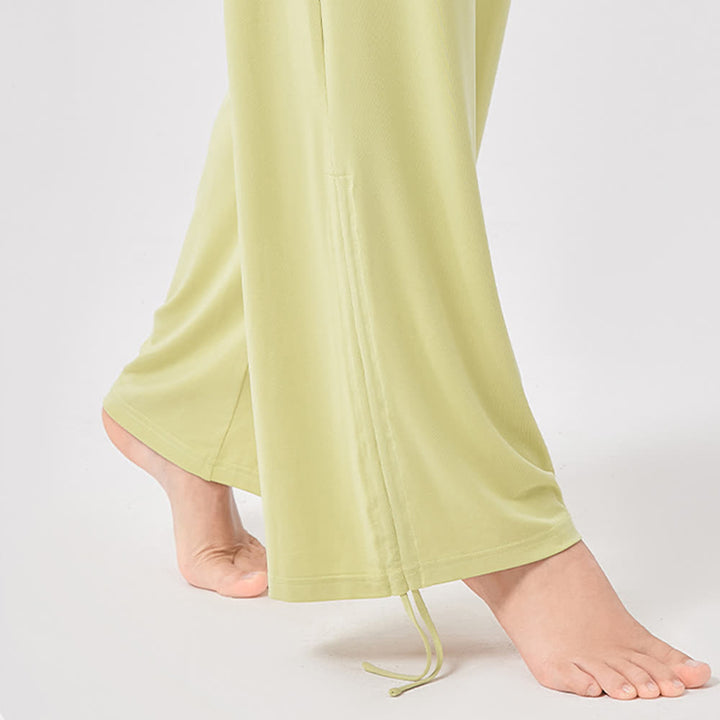 Pantalon de yoga ample taille haute en viscose froncé Olivenorma - image 9