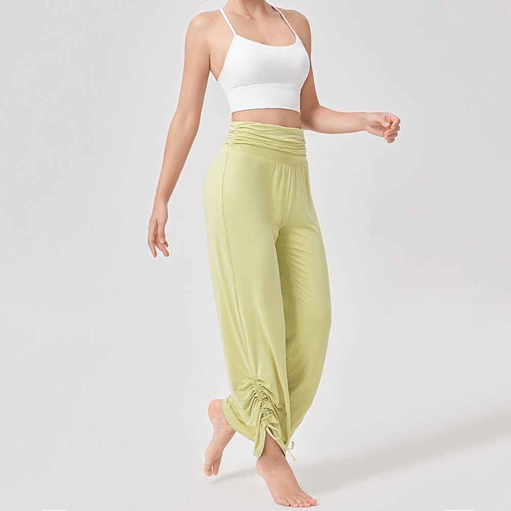 Pantalon de yoga ample taille haute en viscose froncé Olivenorma - image 11