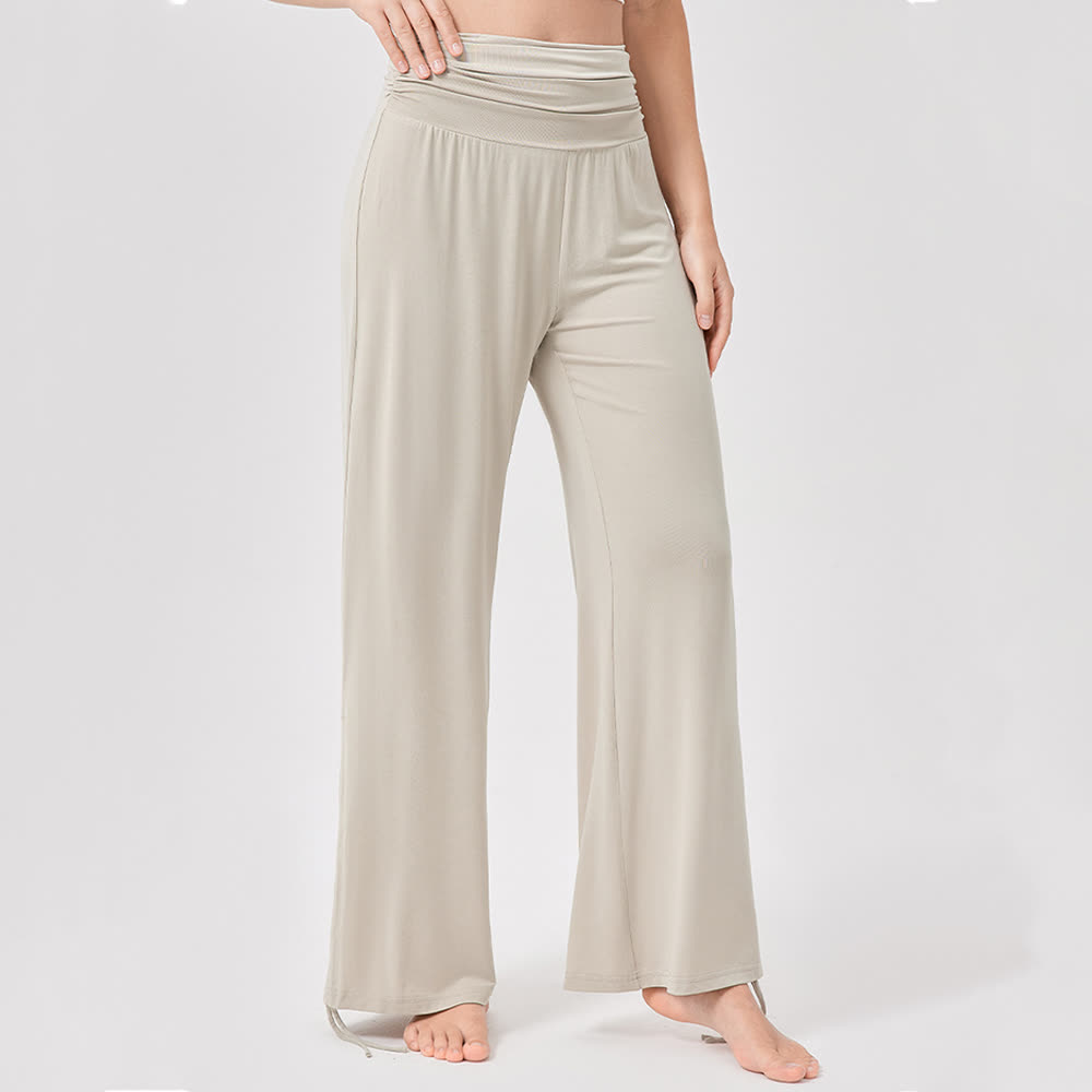 Pantalon de yoga ample taille haute en viscose froncé Olivenorma - image 4