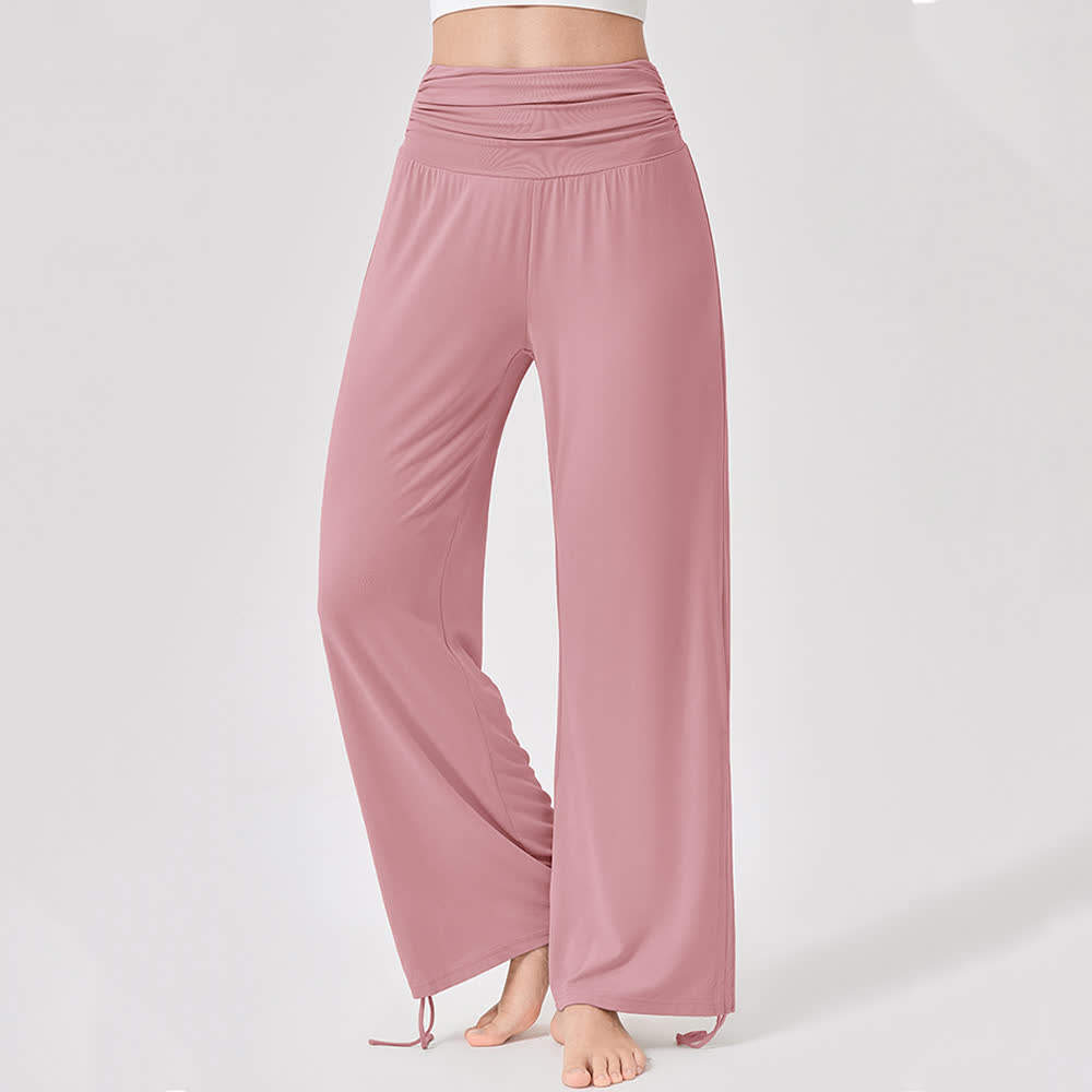 Pantalon de yoga ample taille haute en viscose froncé Olivenorma - Rose - XL - image 21