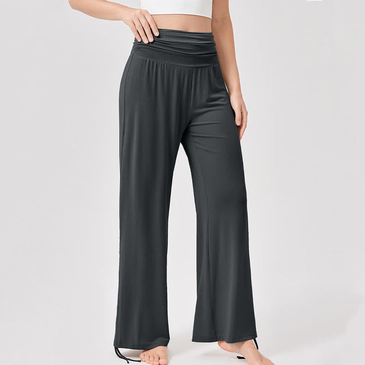 Pantalon de yoga ample taille haute en viscose froncé Olivenorma - image 35