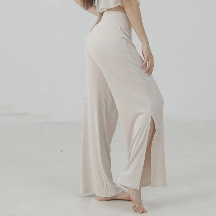 Pantalon de yoga taille haute en coton Olivenorma à jambes larges et fentes - image 4