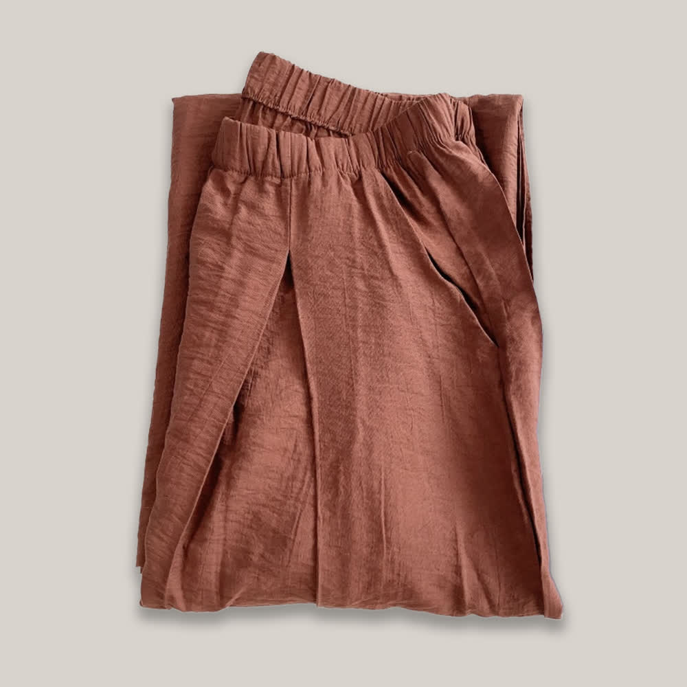 Pantalon de yoga ample en lin et coton Tencel Olivenorma - Rouge brique - L - image 7