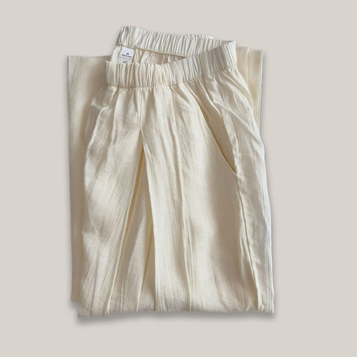 Pantalon de yoga ample en lin et coton Tencel Olivenorma - Blanc cassé - L - image 2