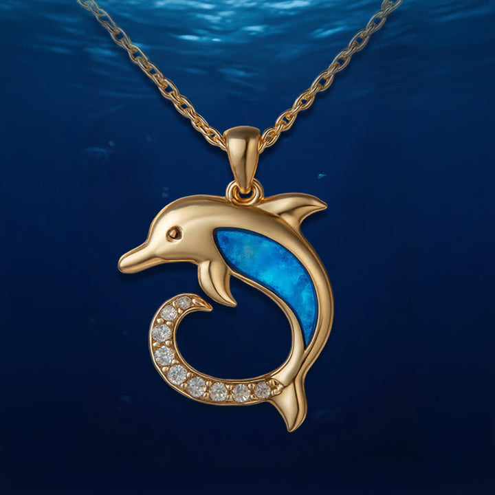 Olivenorma Gardiens du Cœur de l'Océan - Collier Dauphin et Sirène - Collier dauphin brillant en opale dorée - image 14
