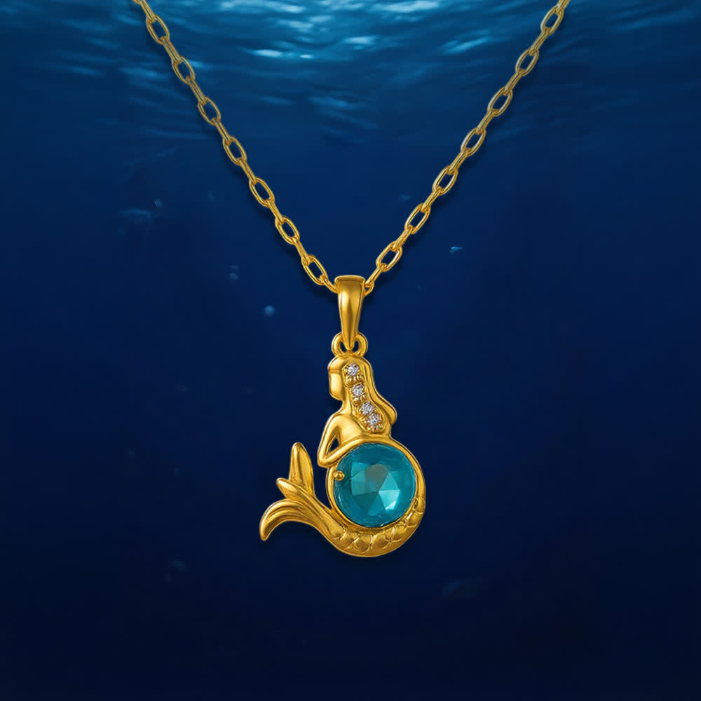 Olivenorma Gardiens du Cœur de l'Océan - Collier Dauphin et Sirène - Sirène dorée cristal bleu - image 16