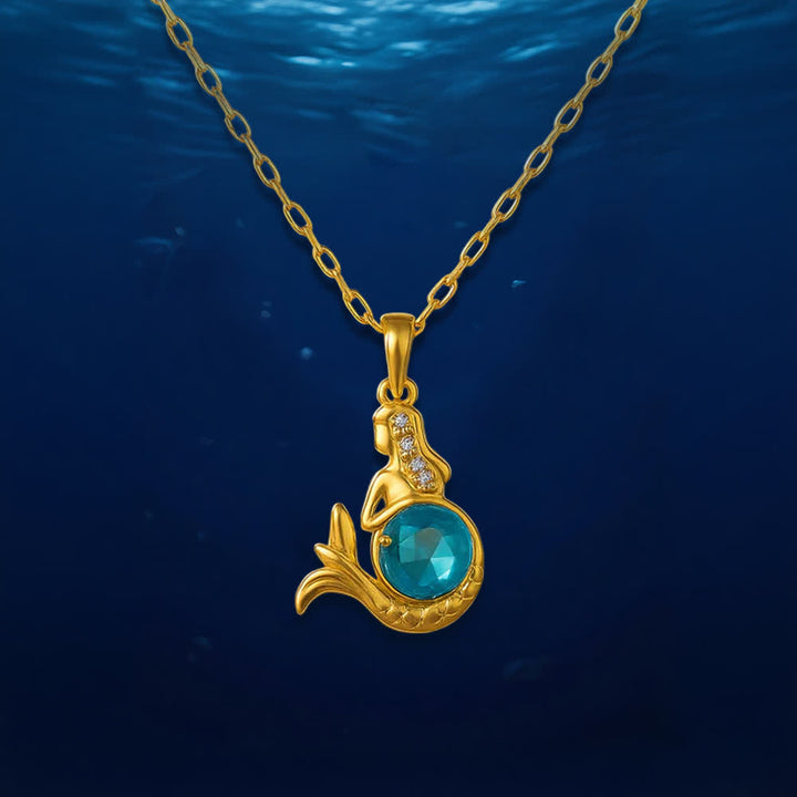 Olivenorma Gardiens du Cœur de l'Océan - Collier Dauphin et Sirène - Sirène dorée cristal bleu - image 16