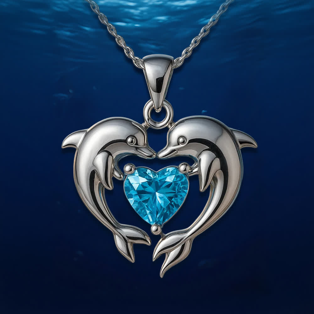 Olivenorma Gardiens du Cœur de l'Océan - Collier Dauphin et Sirène - Double cœur de dauphin - image 6