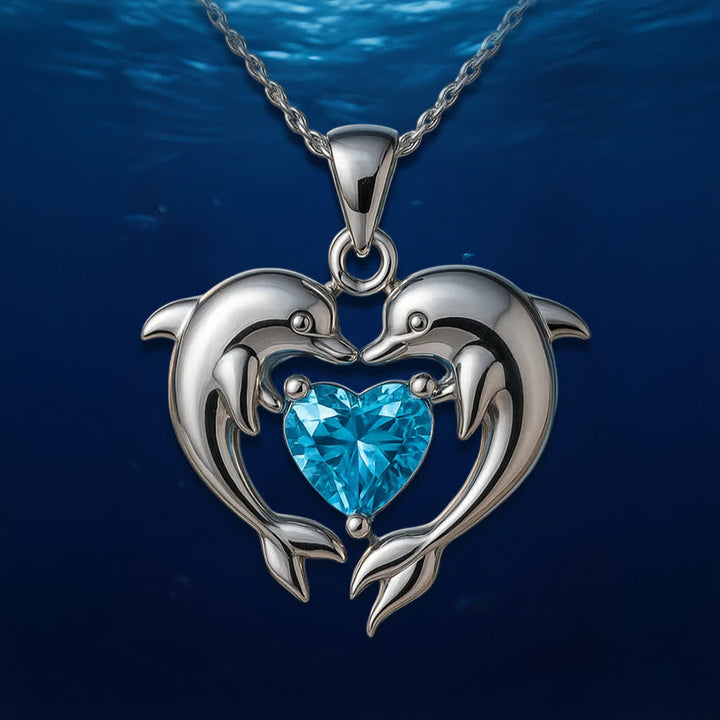 Olivenorma Gardiens du Cœur de l'Océan - Collier Dauphin et Sirène - Double cœur de dauphin - image 6