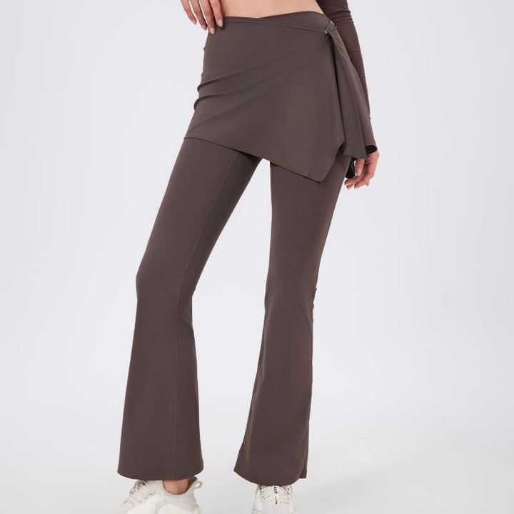Olivenorma Ensemble 2 pièces leggings évasés à jambes larges, cache-hanches et pantalon de yoga - Terre de sienne - XL - image 1