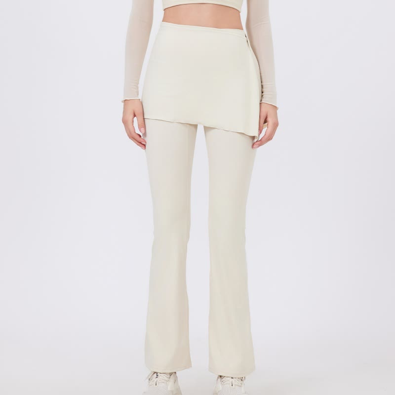 Olivenorma Ensemble 2 pièces leggings évasés à jambes larges, cache-hanches et pantalon de yoga - Blanc - XL - image 11