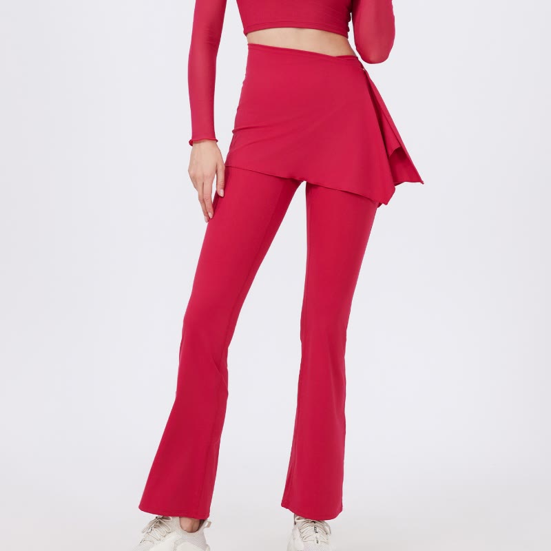 Olivenorma Ensemble 2 pièces leggings évasés à jambes larges, cache-hanches et pantalon de yoga - Rouge - XL - image 16