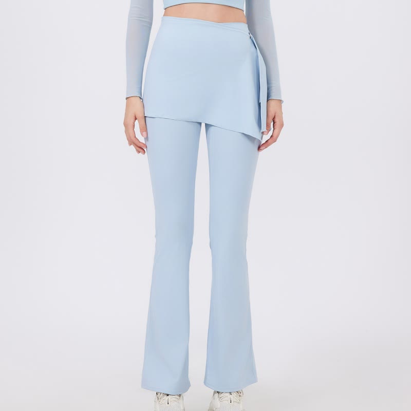 Olivenorma Ensemble 2 pièces leggings évasés à jambes larges, cache-hanches et pantalon de yoga - Bleu ciel clair - XL - image 5